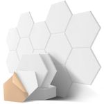 Hexagon Acoustic Panels, Kuchoow Sound Proof Panels Self-Adhesive, 12 Pack High Density Soundproofing Panels, 12"X10"X0.4" Acoustic Treatment for Recording Studio Office Home, White