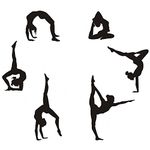 Gymnastics Wall Decals Silhouettes Sport Art Girl Vinyl Decals Wall Sticker Fits Kids Room Decor Home Wall Decor Set of 6 (7.87”H X 23.62”W)