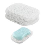 Snowkingdom 4 Pack White Soap Saver Holder for Bar Soap Shower Bathroom Dish Self Draining Lift Pad Porous Construction air circulate 2.9" x 4.5" PVC Non-BPA Non-Slip Durable