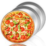 TeamFar Pizza Pan, 12 inch Stainless Steel Pizza Pan Set Round Pizza Oven Pans Tray for Baking Serving, Healthy & Heavy Duty, Dishwasher Safe & Easy Clean - 3 Pack