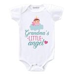 KNITROOT Grandparent Family Special Onesies, Unisex Baby Kids Cotton Lycra Envelope Neck Half Sleeve White Romper, Bodysuit, Sleepsuit, Grandma's Little Angel, 3-6 Months, Infant Cloth for Boys-Girls