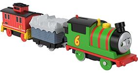 Thomas and Friends Motorized Toy Train Percy Battery-Powered Engine and Brake Car Bruno Rail Vehicle for Ages 3+ Years, HHN44