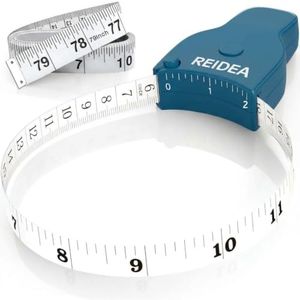REIDEA Body Measuring Tape 60in (150cm), Ergnomic (Lock Pin/Push-Button Retract), Incl. Bonus Kit (1x 79in Clothing Measure Tape, 1 x 60in Mini Retractable Tape Measure), Blue