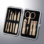 Three Seven 777 Travel Manicure Pedicure Grooming Kit Set (Total 9 PC, Model: TS-343EXG),Personal Nail care, Stainless steel- Made in Korea, Since 1975