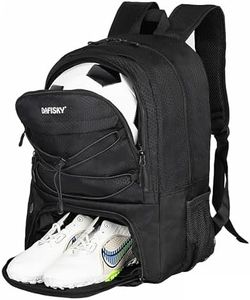 DAFISKY Soccer Backpack, Soccer Bags with Ball Holder & Shoes Compartment, Water Resistant Backpack for Basketball Volleyball Football