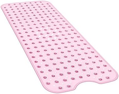 Bathtub and Shower Mats, Extra Long Non-Slip Bath Mat with 200 Big Suction Cups,Eco Friendly Bath Tub Mat for Kids 40 X 16 Inch,Machine Washable Bath Tub Mat for Bathroom (Pink)