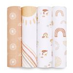 aden + anais Swaddle Blanket, Boutique Muslin Blankets for Girls & Boys, Baby Receiving Swaddles, Ideal Newborn & Infant Swaddling Set, Perfect Shower Gifts, 4 Pack, Keep Rising