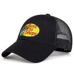 Bass Original Pro Trucker Hat Mesh Black Baseball Cap for Men Adjustable Adult Embroidered Hat, Black, One Size