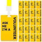 Ctosree 20 Sets Volunteer Lanyards with PVC Plastic Card Pass Yellow Volunteer Badge ID Breakaway Yellow Lanyard for Events Fundraising Church, Events, School Volunteer