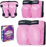 Nattork Knee Pads, Elbow Pads & Wrist Guards for Adult, 6 in 1 Protective Gear Set for Skateboard, Roller Skate, Inline Skates, Cycling and Scooter- Multi Sport Pads Set for Boys, Girls- Pink(Medium)