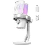 MAONO Microphone Wireless for PC, USB Microphone with Software AI Voice Change, Three-Level Noise Cancellation, Custom RGB Light, Mute, for Gaming, Podcasting, Streaming, Recording, DM40 Pro White