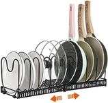 ROOHUA Pot Rack -Expandable Pan Organizer for Cabinet, Lid Holder with 10 Adjustable Compartment for Kitchen Cabinet Cookware Baking Frying Rack
