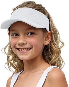 Jastore Kids Girls Boys Packable Hat Sun Visor Hats Cotton Sports Summer Golf Visor Hat, White, One Size