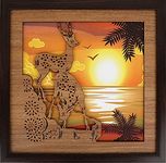 casa rica Deer and Landscape Painting Photo Frame Wall Hanging home decoration for Wall, Office, Study, Living/Bed Room/Gift (13inchx13inch Multicolour) (B-CR-002) Laser Cut(Deer)