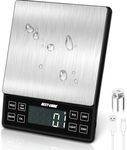 NEXT-SHINE Food Kitchen Scale 11lb/5kg, 0.1g High Precision & Type-C Rechargeable Digital Scale, Large Stainless Steel Platform with Backlit LCD for Baking, Cooking, Meal Prep (9 Units, Tray Included)