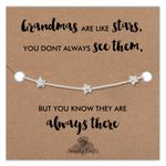 Grandma Gifts for Grandma - Grandma Gifts from Grandchildren, Presents for Grandma Birthday Gifts, Grandma Gift, Happy Birthday Grandma Birthday Card with Silver Star Bracelet