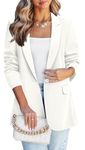 Oyamiki Ladies Blazers Casual Lightweight Open Front White Blazer Cardigan Suit Work Clothes with Pockets S