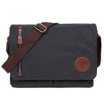 LOSMILE Mens Canvas Messenger Shoulder Bag. (Black)