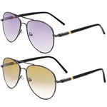 2 Pairs Bifocal Vintage Invisible Reading Sunglasses UV400 Protection Spring Hinge Sun Readers Anti Blue Light Glasses for Men Women Sports Driving Safety Eyeglasses Tinted Shades Eyewear 2.5