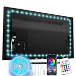 Hamlite TV Backlight for 70 75 82 inch TV, 18ft Bluetooth Led Strip Lights Sync with Music, RGB Color Changing Bias Lighting with Remote and App Control, USB Powered, for TV/PC Monitor, Gaming Room