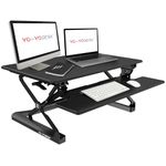 Yo-Yo Desk Standing Desk Converter - Transform Any Desk Into a Sit-Stand Workstation - Height Adjustable Riser for Single or Dual Monitor - Ergonomic Tabletop with Keyboard Tray, 90cm Wide (Black)