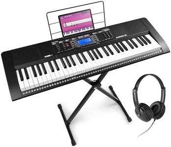 Max Rhapsody61M Clavier Électronique, 61 Touches Sensibles à la Vélocité, avec Casque Audio et Stand, Lecteur MP3 et Connexion MIDI, Deux Haut-parleurs Intégrés, Idéal pour Démarrer le Piano