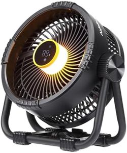 BougeRV Portable Rechargeable Fan, 20000mAh Battery Powered Fans with 4 Wind Speeds Hook Brighter Light LCD Display for Camping Outdoors Office Travel RV