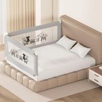 Kids Station Baby Bed Rail Guard for Baby Safety – 6ft x 5ft (180x150cm) – Adjustable Height (2'6" or 80cm), Foldable Bed Rail, Patented Design, Made in India – Queen Size Bed (2 Sides, Grey, Basic)