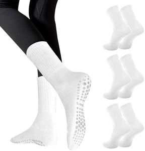 Risipu 3 paia di calzini da yoga da donna, antiscivolo, per pilates, barre, balletto, trampolino, B 3 paia - bianco, Taglia unica