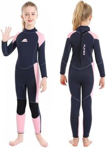 XUKER Kids Wetsuit for Boys Girls Toddlers, 3mm Wetsuit Back Zip Neoprene Thermal Full Body Wetsuits for Youth Teens Scuba Dive Swimming Boating Snorkeling