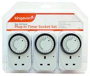 Kingavon BB-TS210 24 Hour Plug-in Timer, White, Socket Set 3 Pack