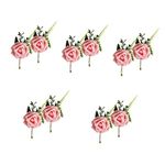 HOMSFOU 10 pcs Bouquet Party Groom Flower Pin DIY Prop Simulation Pink Photo Photographic Boutonniere Dinner Props Suit with Anniversary for Man Broom Buttonhole Bride Groomsmen Decor