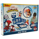 Disney - Marvel - Spidey and his Amazing Friends - Spray Pen Set Battery - Airbrush for Children - Colouring Set with Colouring Pencils and Colouring Pages