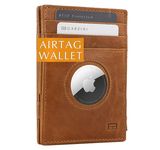 GARZINI Essenziale Magic Wallet AirTag, Mens Wallet with Airtag Holder, Minimalist Wallet with RFID card holder, Leather Wallet for 10 cards, 06 Brushed Cognac, OneSize