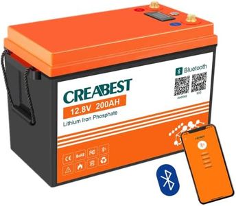 12V 200Ah Batterie LifePo4, batterie rechargeable LiFePO4 avec fonction BMS et Bluetooth pour camping-cars, systèmes hors réseau, bateaux, caravanes, énergie solaire