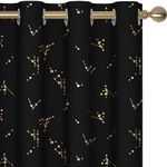 Deconovo Black Blackout Curtains 84 inches Long 2 Panels, Constellation Pattern Foil Printed Curtains Living Room, Room Darkening Bedroom Curtains (Black, 52 x 84 inch, 2 Panels)