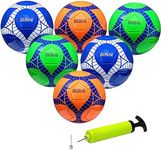 Xcello Sports Soccer Ball Size 5 Assorted Graphics (Orange, Green, Navy) with Pump (Pack of 6)