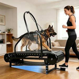 HSAUPI Dog Treadmill for Large Dogs with Foot Brake - Non-Motorized Treadmill for Dogs with Wide Plastic Slatmill, Safety Guard and 5-Level Incline to Keep Active and Fit - 500 LBS Capacity
