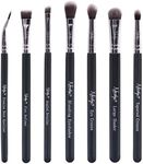 Nanshy Eyeshadow Brush Set 7 Professional Eye Make-up Brushes inc Blending, Thin Liner, Angled Eye Brow, Flat Concelear - Cruelty- Free & Vegan - Black