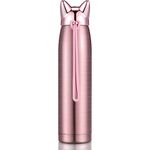 Cute Cat Water Bottle Stainless Steel Water Bottle Insulated Thermal Travel Mug Cute Vacuum Water Mug for Women and Kids (Pink)