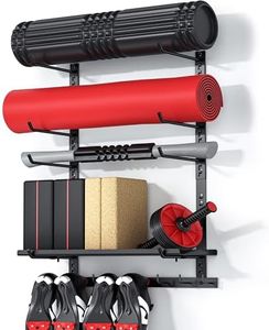 Home Gym Storage Shelf Only, Adjustable Gym Equipment Organizer Wall Mounted with 1 Board, Yoga Mat Holder, Storage Rack Compatible with Peloton Shoes & Mat, Shelf for Home Training Accessories