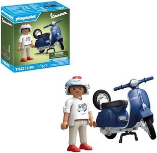 PLAYMOBIL Cars 71622 1969 Vespa 150 Sprint Veloce, Azul, Modelo Fiel para coleccionistas y Aficionados, Incluye Accesorios versátiles y Rueda de Repuesto Desmontable