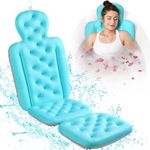 Full Body Bath Pillow for Bathtub, Thick Bathtub Cushion with Laundry Bag, Luxury Tub Pillow for Bath for Headrest Neck and Back Support Ocean Blue 51" x 16"