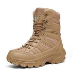 Bitiger Mens Tactical Boot with Nylon Zipper Outdoor High Top Desert Anti-Skid Land Shoes for Warfare Climbing Travel