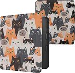 kwmobile Case Compatible with Kobo Libra 2 Case - eReader Cover - Cats Orange/Black/White