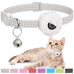 AirTag Cat Collar, Reflective Kitten Collar Breakaway Apple Air Tag Cat Collar, GPS Cat Collar with AirTag Holder and Bell, Lightweight Tracker Cat Collars for Girl Boy Cats, Kittens and Puppies (White)