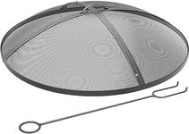 YITAHOME Heavy-Duty Fire Pit Spark Screen with Handle and Poker, Metal Fire Pit Cover for 36-Inch Round Outdoor Fire Pits