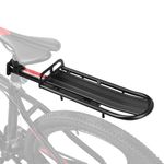 Flexzion Adjustable Bicycle Carrier Rack, 20lb Capacity, Black - Back Bike Cargo Rack, Universal Extendable Aluminum Rear Seat Post Bike Rack Caddy, Ideal for Luggage, Equipment, and Touring Gears