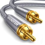 RCA Subwoofer Cable SOUNDFAM Digital Coaxial Audio Cable Gold Plated RCA Male to Male SPDIF Cable for Subwoofer,Home Theater,Amplifier,TV and More-Grey (3.3Feet/1M)