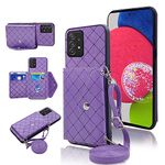 Elisorli Compatible with Samsung Galaxy A52/A52S 5G Wallet Cover with Crossbody Shoulder Strap and Stand Leather Credit Card Holder Cell Phone Cover for Glaxay A 52 S 4G G5 Gaxaly 52A S52 52S Purple